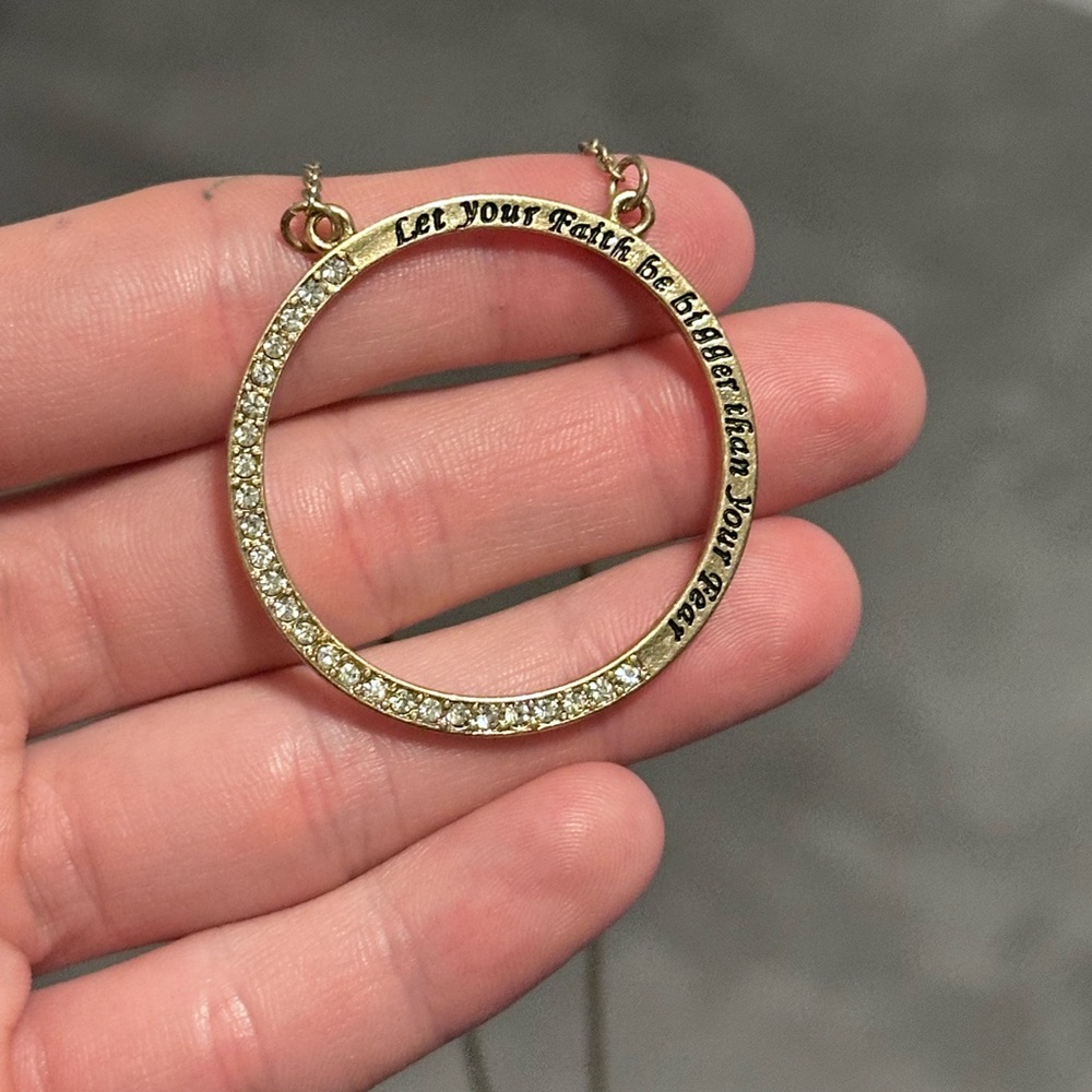 Gold Inspirational Pendant Necklace